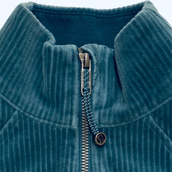 Lululemon Track Set Scuba Jacket Wide Leg Pants Storm Teal Velvet Cord Size 4 - Picture 5 of 13